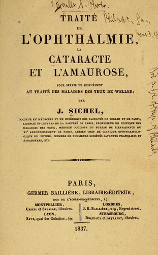 Cover for Traité de l'ophthalmie, la cataracte et l'amaurose