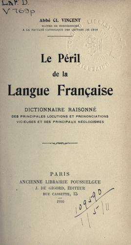 Cover for péril de la langue française.