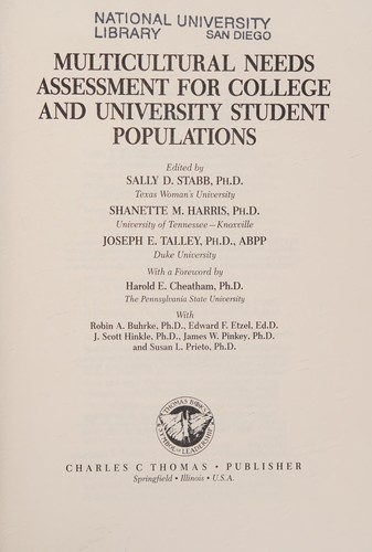 Cover for Multicultural needs assessment for college and university student populations