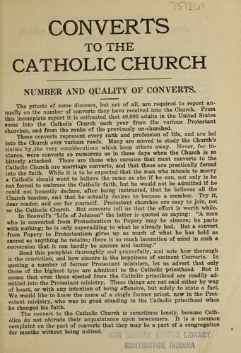 Cover for Converts to the Catholic Church