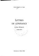 Cover for Lettres de confiance à Jean Morand