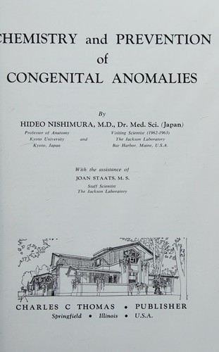 Cover for Chemistry and prevention of congenital anomalies.