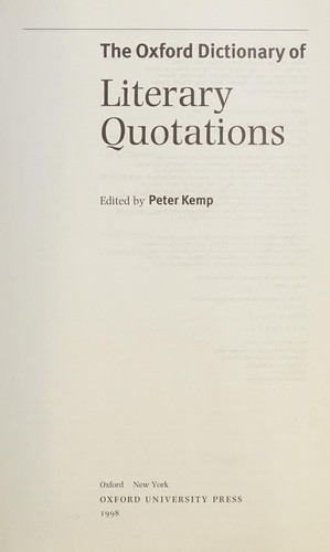 Cover for The Oxford dictionary of literary quotations