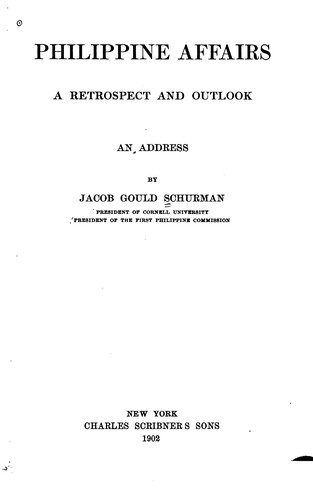 Cover for Philippine Affairs: A Retrospect and Outlook; an Address