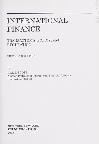 Cover for International finance