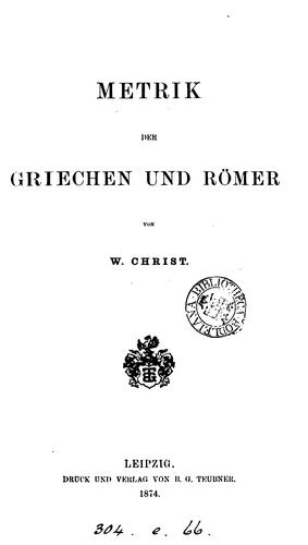 Cover for Metrik der Griechen und Römer