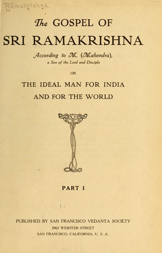 Cover for The gospel of Sri Ramakrishna according to M. (Mahendra)