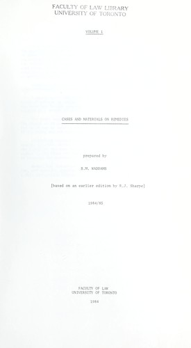 Cover for Cases and materials on remedies