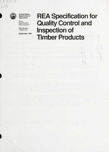 Cover for REA specification for quality control and inspection of timber products