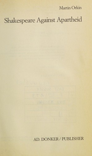 Cover for Shakespeare against apartheid