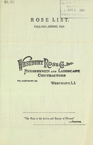 Cover for Rose list