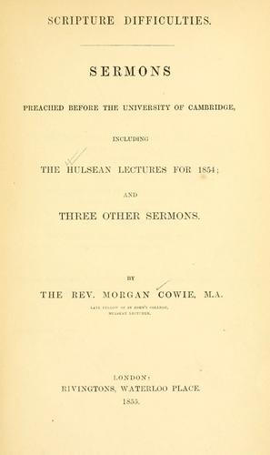 Cover for Scripture difficulties