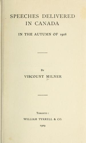 Cover for Speeches delivered in Canada in the autumn of 1908