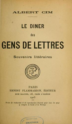 Cover for Le dîner des gens de lettres