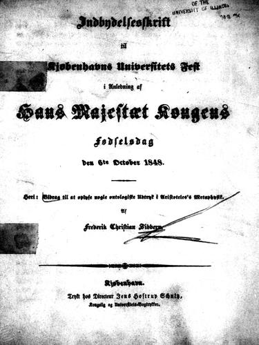Cover for Bidrag til at oplyse nogle ontologiske udtryk i Aristoteles's Metaphysik