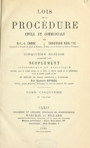 Cover for Lois de la procédure civile et commerciale