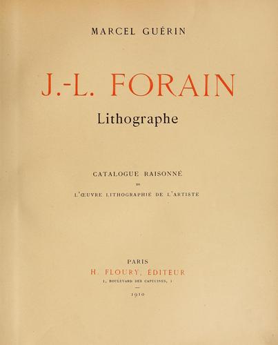 Cover for J.-L. Forain, lithographe