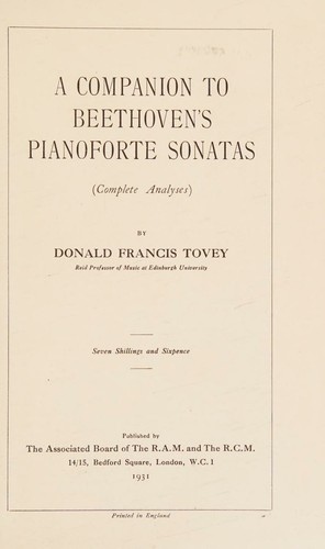 Cover for A companion to Beethoven's pianoforte sonatas