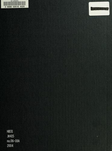 Cover for Inference on parameter sets in econometric models