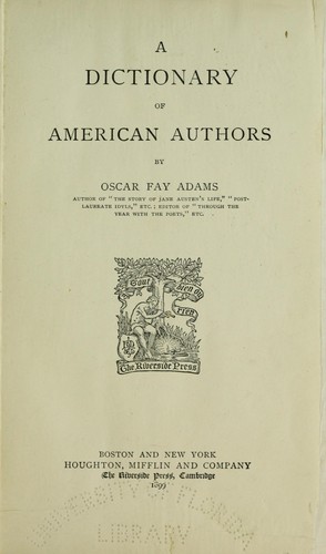 Cover for A dictionary of American authors
