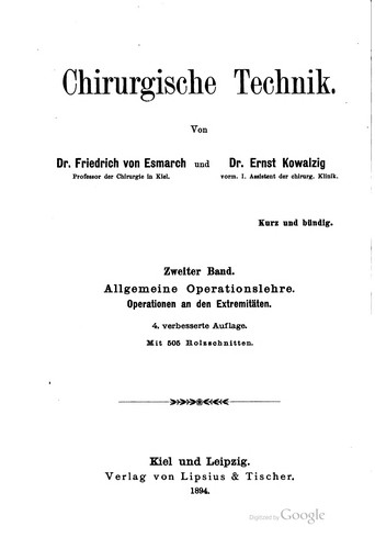 Cover for Handbuch der kriegschirurgischen Technik: Gekrönte Preisschrift