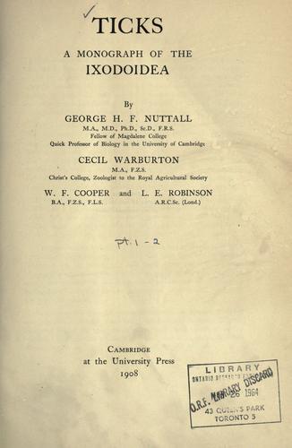 Cover for Ticks, a monograph of the Ixodoidea.
