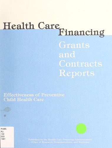 Cover for Effectiveness of preventive child health care