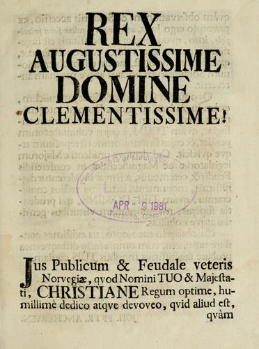 Cover for Jus publicum et feudale veteris Norvegiae