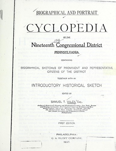Cover for Biographical and portrait cyclopedia of the Nineteenth congressional district of Pennsylvania