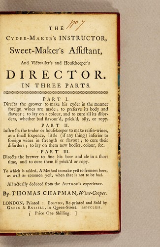 Cover for The cyder-maker's instructor, sweet-maker's assistant, and victualler's and housekeeper's director