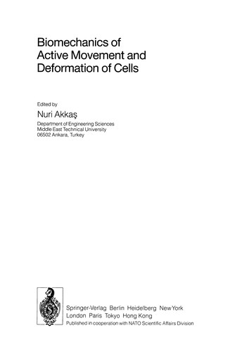 Cover for Biomechanics of active movement and deformation of cells