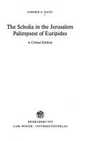 Cover for The scholia in the Jerusalem palimpsest of Euripides