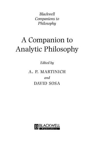 Cover for A companion to analytic philosophy