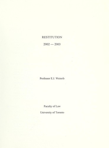 Cover for Restitution