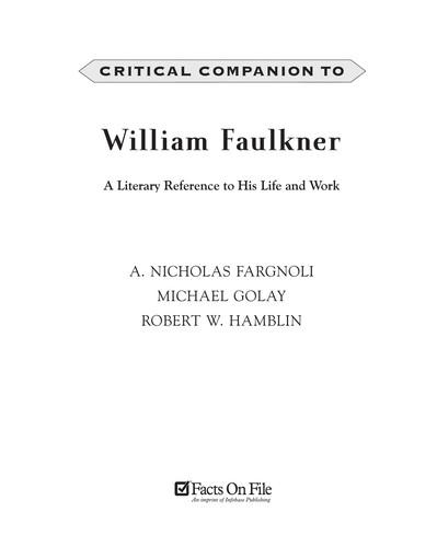 Cover for Critical companion to William Faulkner