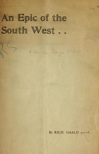 Cover for An epic of the South west