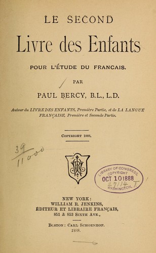 Cover for Le second livre des enfants pour l'étude du français