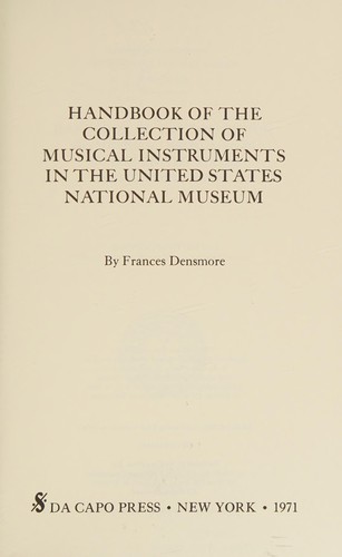 Cover for Handbook of the Collection of Musical Instruments in the United States National Museum
