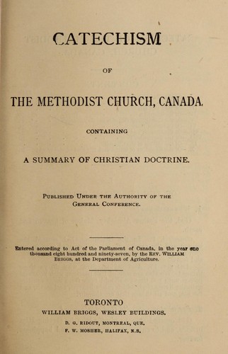 Cover for Catechism of the Methodist Church, Canada