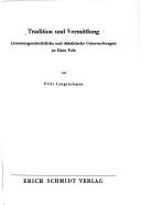 Cover for Tradition und Vermittlung