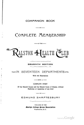 Cover for Companion Book of Complete Membership in the Ralston Health Club: In ...