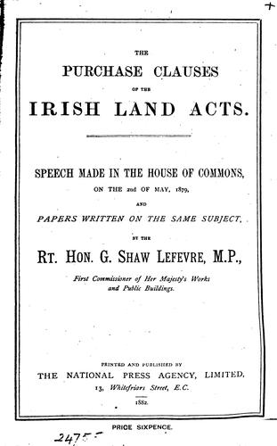 Cover for The purchaseclauses of the Irish land acts
