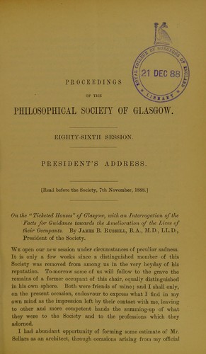 Cover for 'Ticketed houses' of Glasgow