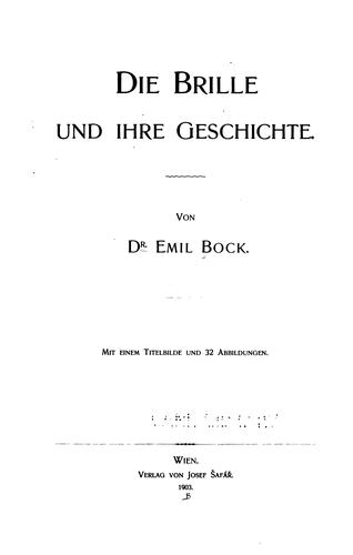 Cover for Die Brille und ihre Geschichte