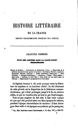Cover for Histoire littéraire de la France avant Charlemagne /par J. J. Ampère