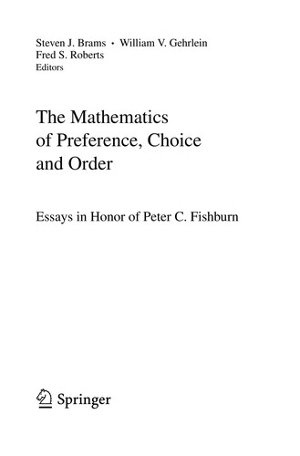 Cover for The mathematics of preference, choice, and order