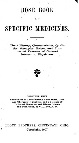 Cover for Dose Book of Specific Medicines