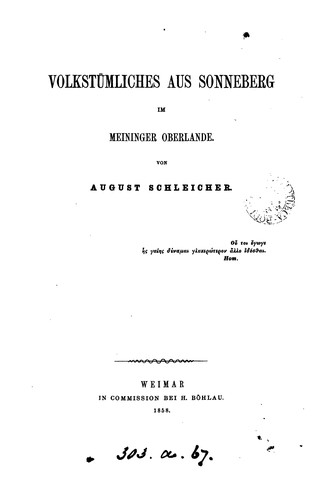 Cover for Volkstümliches aus Sonneberg im Meininger Oberlande