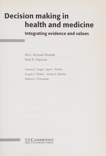 Cover for Decision making in health and medicine