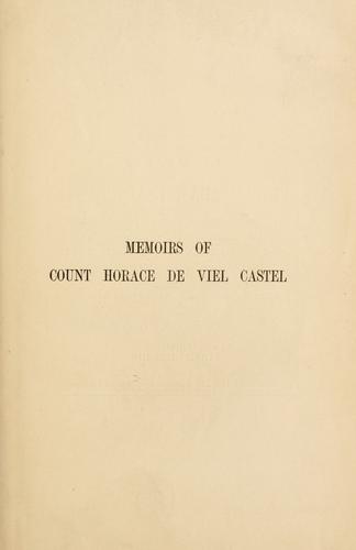 Cover for Memoirs of Count Horace de Viel Castel